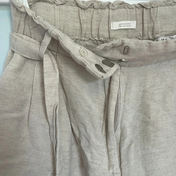 H&M linen blend women’s size 4 shorts with belt darts oatmeal cream small S - Picture 5 of 7